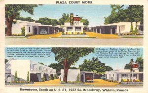 Plaza Court Motel US 81 Wichita Kansas linen postcard