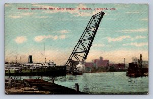 K4/ Cleveland Ohio Postcard c1910 Steamer Jack Knife Bridge Harbor 303