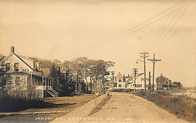 Beachwood ME Main Street Cottages & Beach View Real Photo Postcard