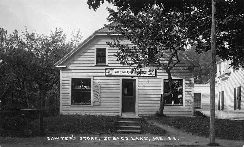 Sebago Lake ME Sawyer's Store Very Clear Real Photo Postcard