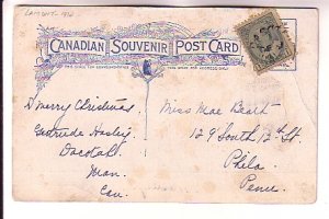 Elm Park, Winnipeg, Manitoba, Warwick 1770, Used 1908 Split Ring Cancel