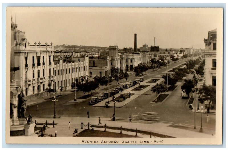 c1950's Avenida Alfonso Ugarte Lima Peru Vintage Unposted RPPC Photo Postcard