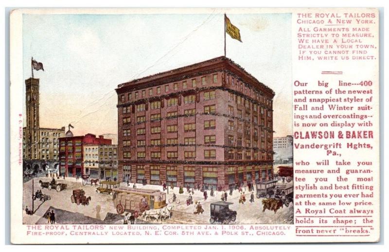 Early 1900s Clawson & Baker Advertisement of Royal Tailors, Chicago, IL Postcard