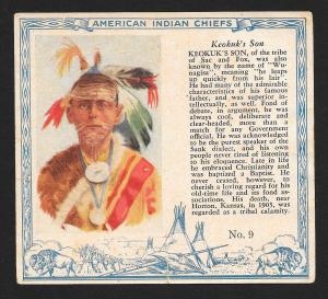 VICTORIAN TRADE CARD Red Man Tobacco American Indian Chiefs Keokuk's Son