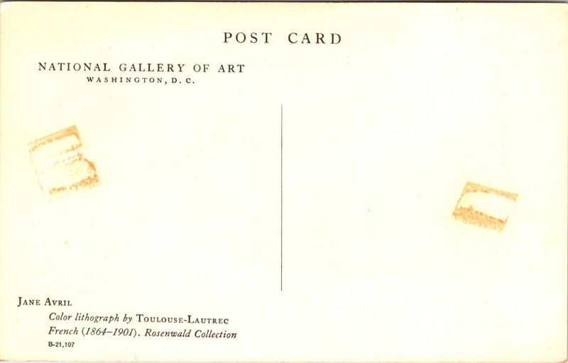 Vintage Postcard Chrome Jane Avril Toulouse Lautrec 1899 National Gallery Art DC