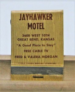 Jayhawker Motel Great Bend Kansas Vintage Matchbook Cover