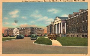 Vintage Postcard 1945 Company Barracks Aberdeen Proving Grounds Maryland MD