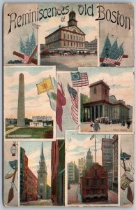 Boston Massachusetts 1913 Multiview Postcard Faneuil Hall Church Bunker Hill