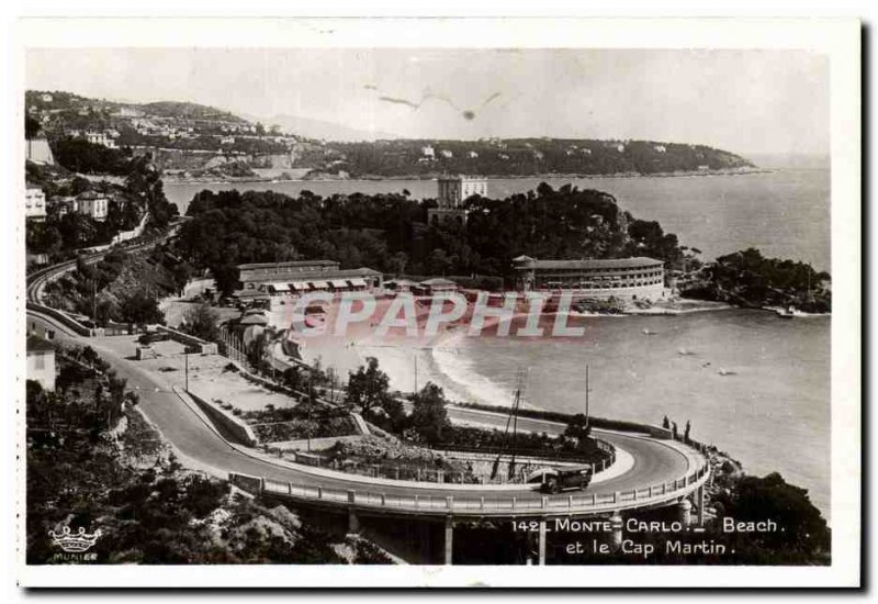 Monaco Monte Carlo Old Postcard Beach and Cap Martin