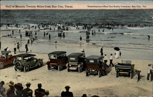 Bay City Texas TX Gulf of Mexico Classic Cars c1910 Vintage Postcard