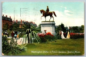 George Washington Statue  Boston  Massachusetts    Postcard  1907