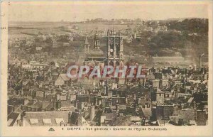 Old Postcard Dieppe General view of the Church St Jacques Borough