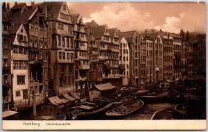 Hamburg Deichstrassenflet Germany Canal Boats Apartments Postcard