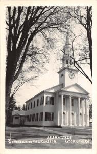 C5/ Litchfield Connecticut Real Photo RPPC Postcard c40s COngregational Church