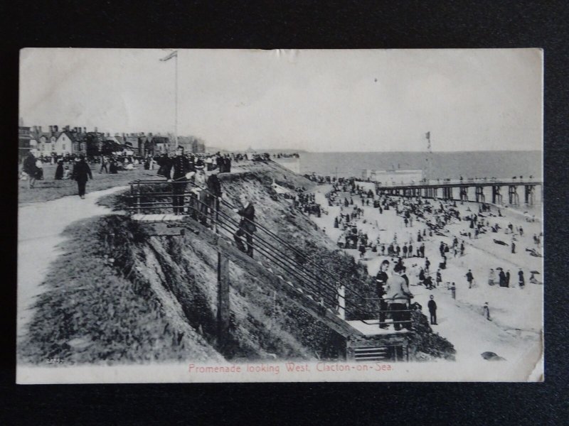 Essex CLACTON ON SEA Steps & Promenade looking West c1905 Postcard