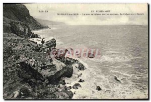 Old Postcard Marigny Sea The sea crashing on the rocks The Cahos