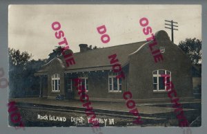 Waverly IOWA RPPC 1911 ROCK ISLAND DEPOT Train Station RI RR Railroad Railway IA