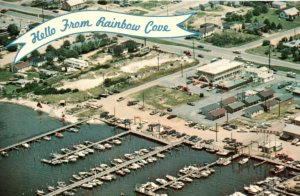 Rehoboth Bay DE Delaware Rainbow Cover Motel Marina Postcard