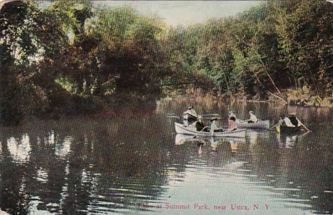 New York Utica Canoeing On Lake At Summit Park 1915