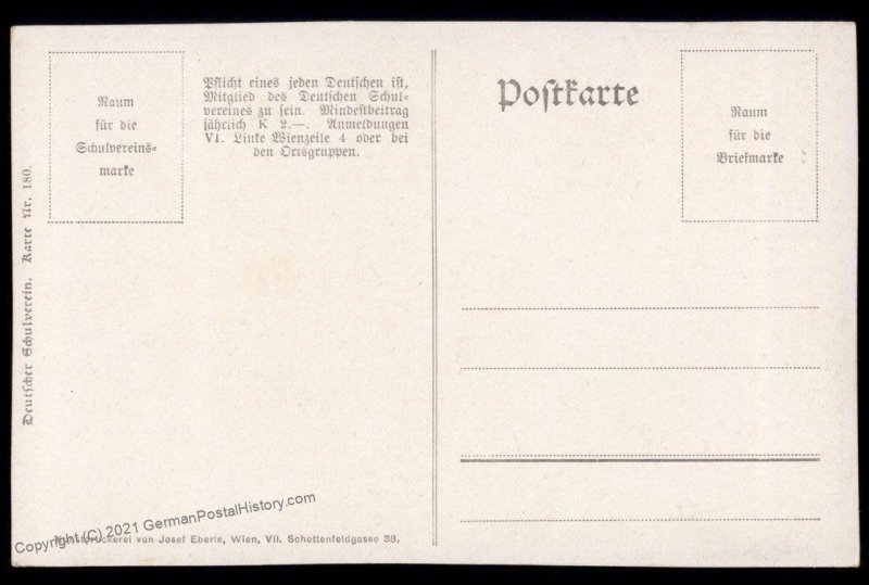 Austria Gars Castle WWI German Unification DSV Patriotic Postcard UNUSED 98824