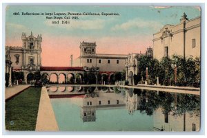 1915 Reflections in Large Lagoon Panama-California Exposition CA Postcard