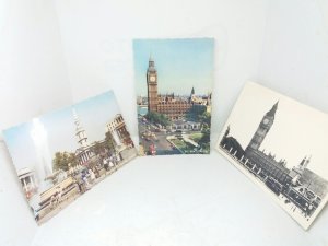 Set of 3x New Vintage London Postcards 1950s Big Ben Parliament Trafalgar Square