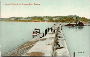 Port Stanley ON Break Water Ontario Boats Unused Postcard F68