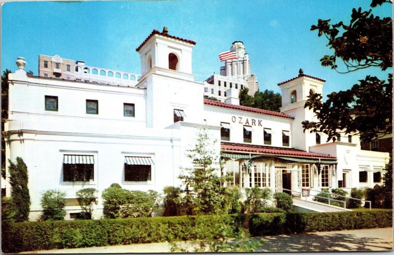 Ozark Bath House Hot Springs National Park Arkansas AK US Flag Postcard VTG UNP 