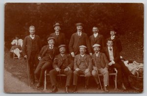 RPPC Group of Dapper Men With Walking Sticks Real Photo Postcard L44