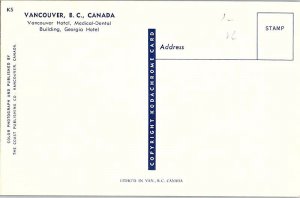 Postcard HOTEL SCENE Vancouver British Columbia BC AI8476