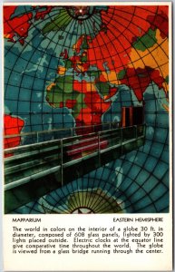 VINTAGE POSTCARD GLSS MAPPARIUM OF THE EASTERN HEMISPHERE AT BOSTON MASS