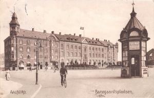 AALBORG DENMARK DANEMARK BANEGAARDSPLADSEN POSTCARD c1911