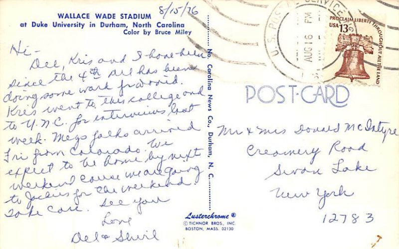 Wallace Wade Stadium, Duke University Durham, North Carolina NC