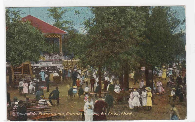 Childrens Playground Harriet Island St Paul Minnesota 1915 postcard