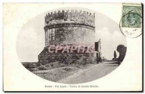 Old Postcard Roma Via Appia Tomba di Cecilia Metella