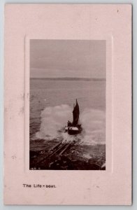 RPPC The Life-Boat Entering the Water Oxford Ohio to Dayton Postcard C22