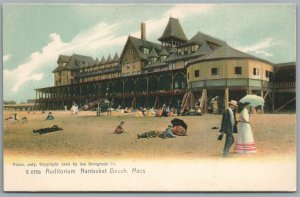 NANTUCKET BEACH MA AUDITORIUM ANTIQUE POSTCARD 