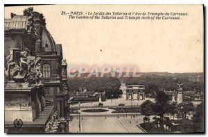 Postcard Old Paris Le Jardin des Tuileries and the Arc de Triomphe du Carrousel