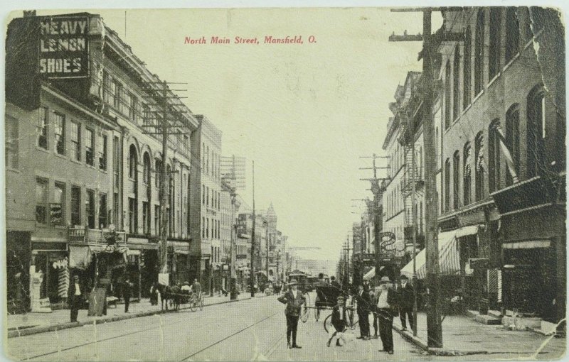 C.1900-10 North Main Street, Mansfield, O. Vintage Postcard F75