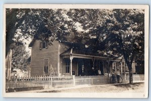 Bonaparte Iowa IA Postcard RPPC Photo Victorian House Bicycle 1907 Antique