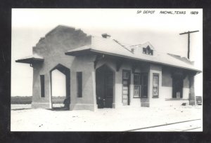 RPPC RACHAL TEXAS SOUTHERN PACIFIC RAILROAD DEPOT STATION REAL PHOTO POSTCARD