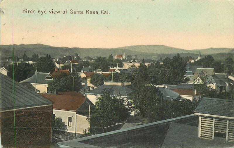 Birdseye View Santa Rosa 1908 Sonoma California Postcard Scheff Bros 11042