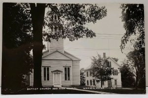 Warren ME RPPC Baptist Church and High School Postcard A20