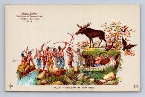 HUDSON-FULTON EXPOSITION NEW YORK FLOAT INDIAN HUNT SEASON POSTCARD NO.10 (1909)