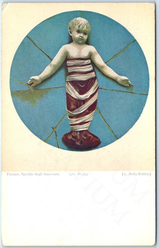 c1910s Florence, Italy Un Putto Hospital Innocent Boy Sculpture della Robbia 358