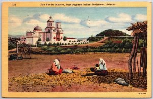 Arizona AZ, 1951 San Xavier Mission, from Papago Indian Settlement, Postcard