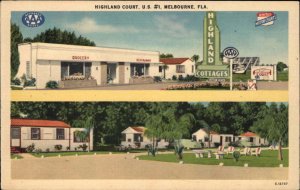 Melbourne Florida FL Motel Linen 1930s-50s Linen Postcard