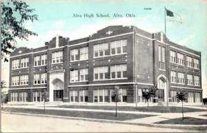 Postcard Alva High School in Alva, Oklahoma
