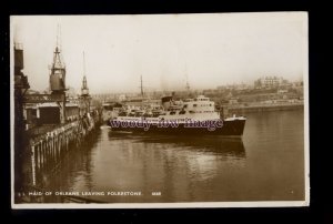 f1573 - British Railways Ferry - Maid of Orleans departs Folkestone - postcard