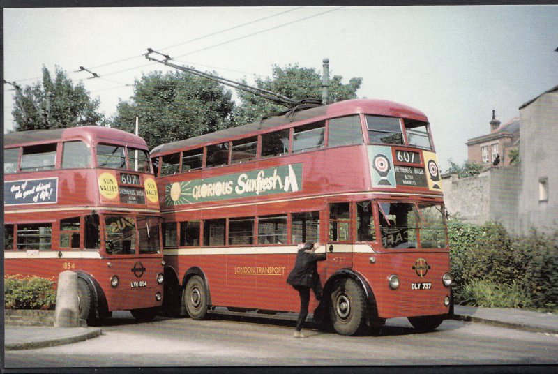 Transport Postcard - Trolleybuses Q1 1854 & F1 737 at Uxbridge Terminus A8415